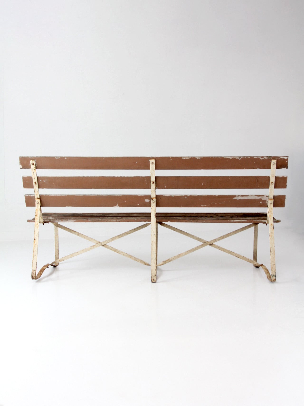 vintage wood and metal garden bench