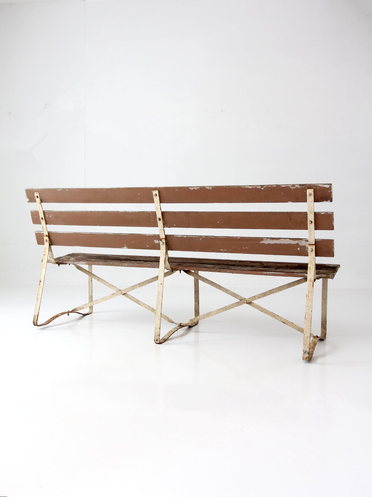 vintage wood and metal garden bench