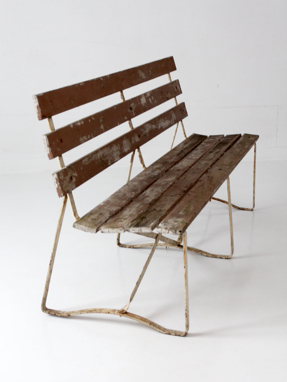 vintage wood and metal garden bench