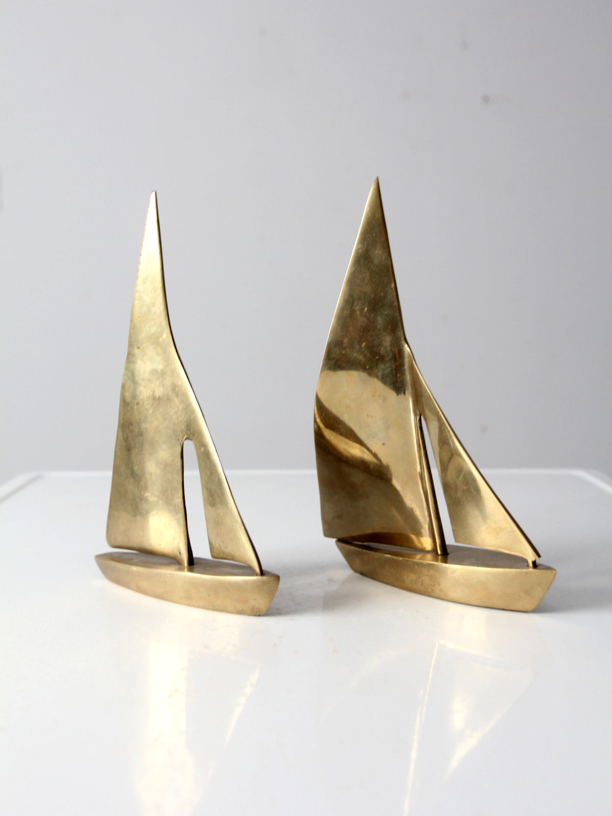 mid century brass sailboat pair