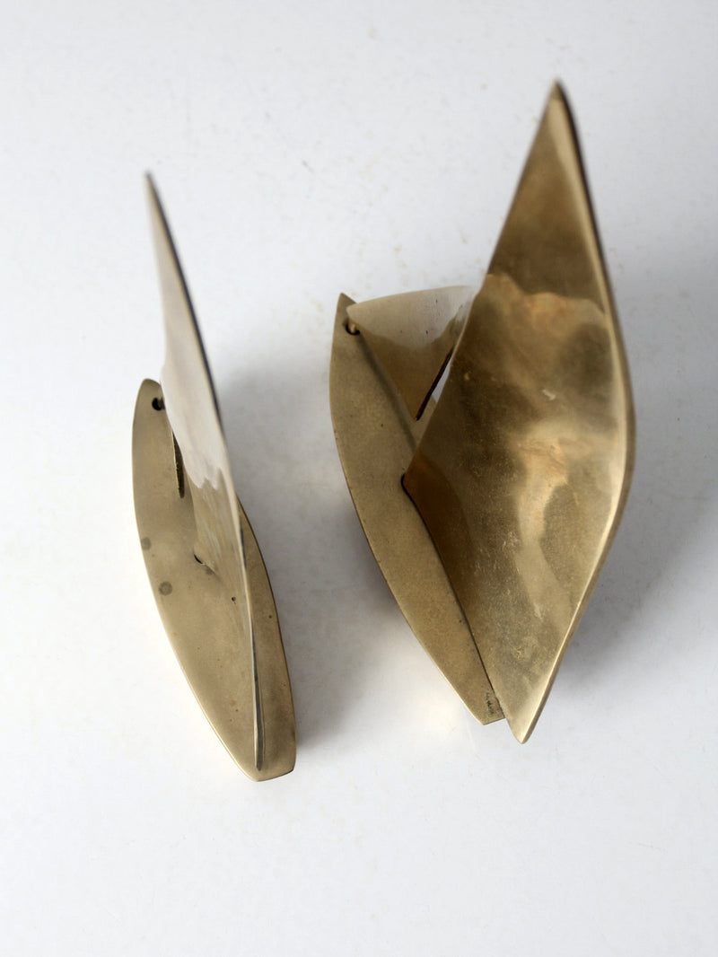 mid century brass sailboat pair