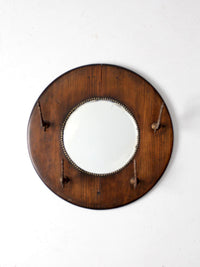antique Victorian round wood hall mirror