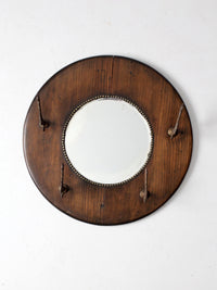 antique Victorian round wood hall mirror