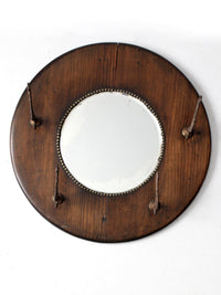 antique Victorian round wood hall mirror