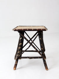 antique Adriondack twig table with floral top