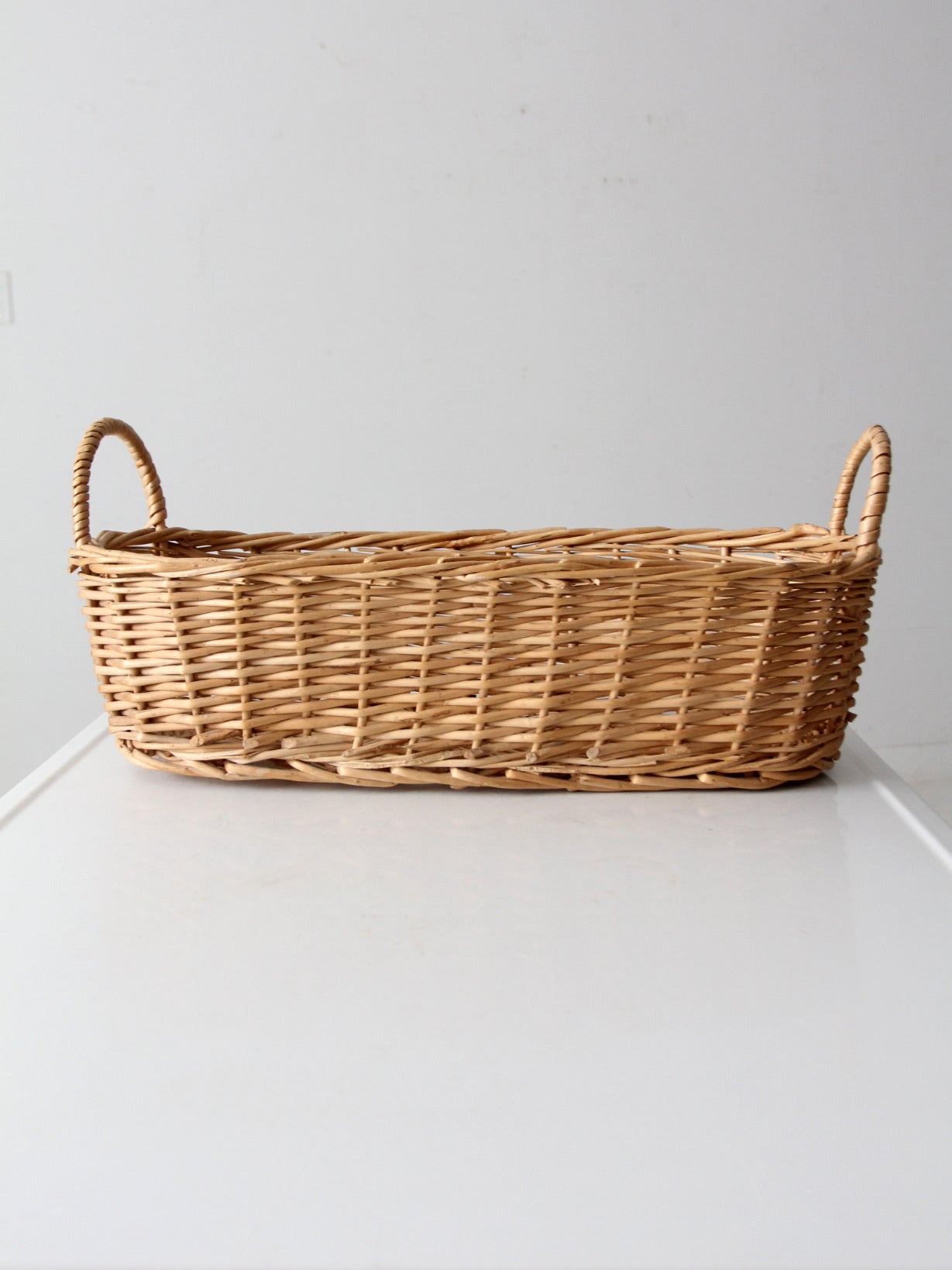 vintage woven basket with handles
