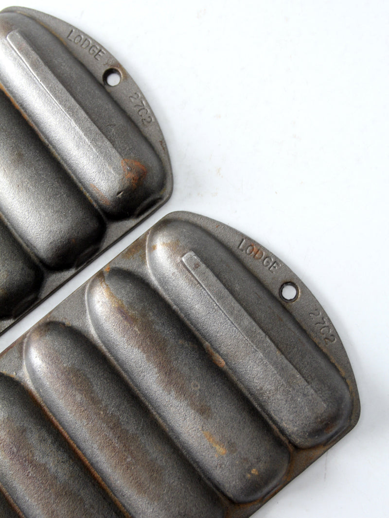 vintage Lodge cast iron cornbread pans pair