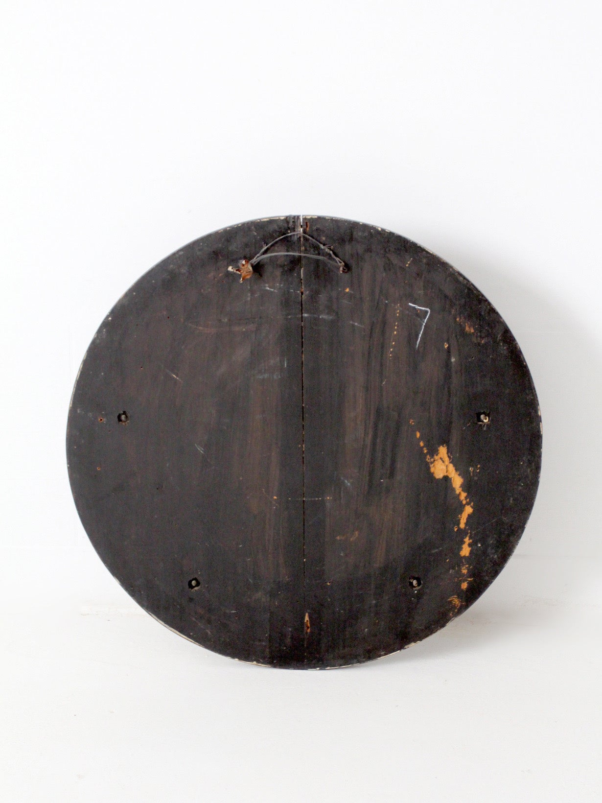 antique Victorian round wood hall mirror