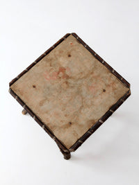 antique Adriondack twig table with floral top