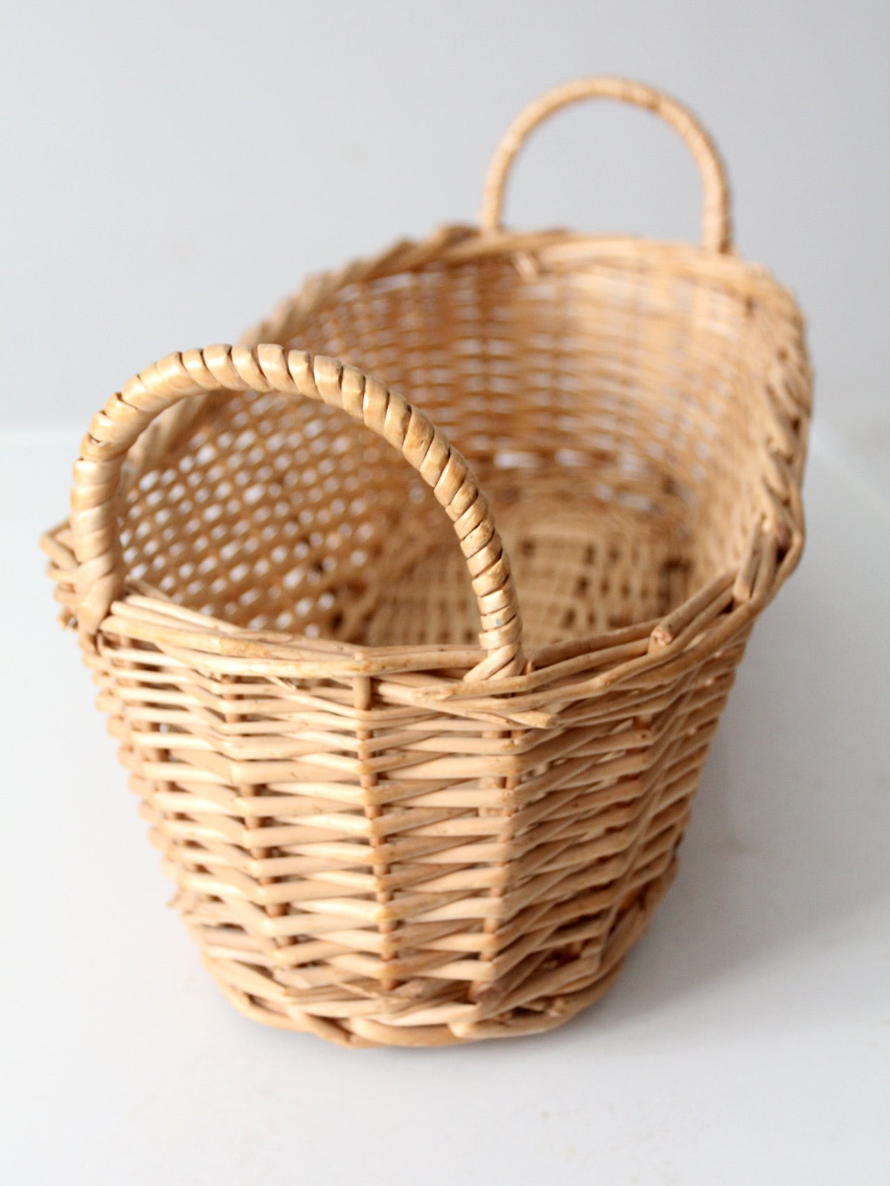 vintage woven basket with handles