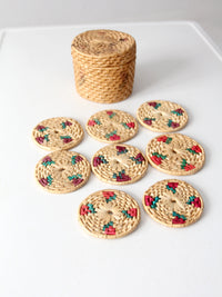 vintage woven coasters set of 8 with box