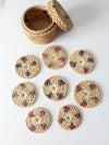 vintage woven coasters set of 8 with box