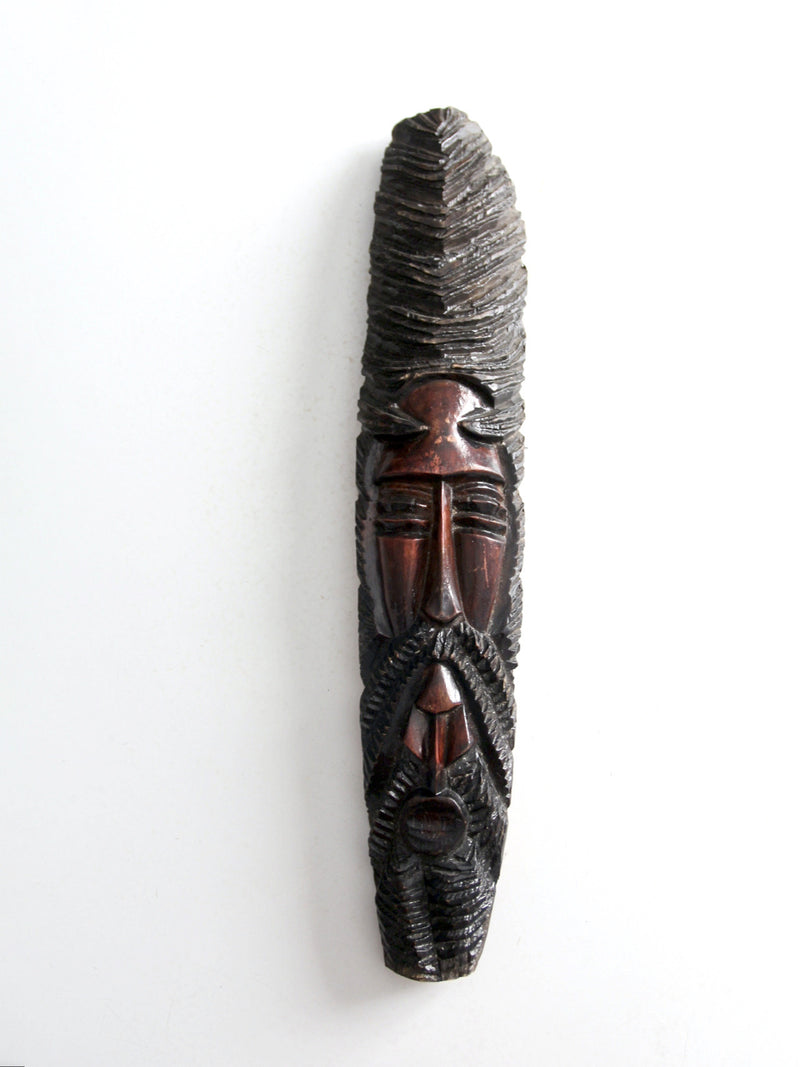 vintage folk art carved wood face wall hanging