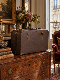 antique dark brown pebbled leather suitcase | circa 1930s–1940s