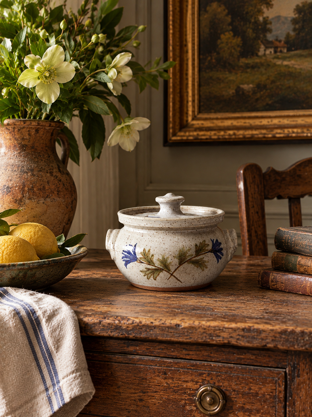 vintage Dover Pottery lidded bowl, 1983