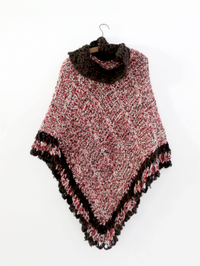 vintage hand-knit fringe poncho