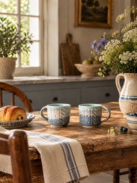 vintage handmade studio pottery mugs | set of 2