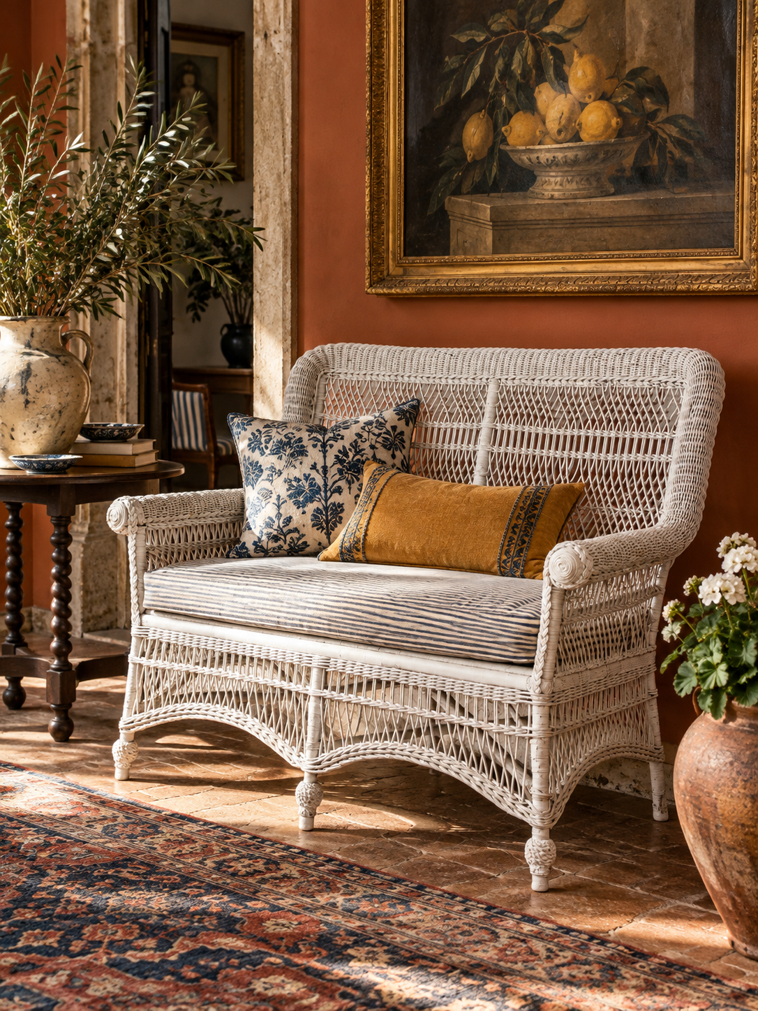 early 20th century painted white loveseat