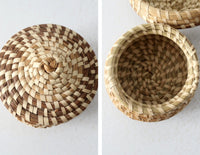 vintage hand woven grass basket set of 3