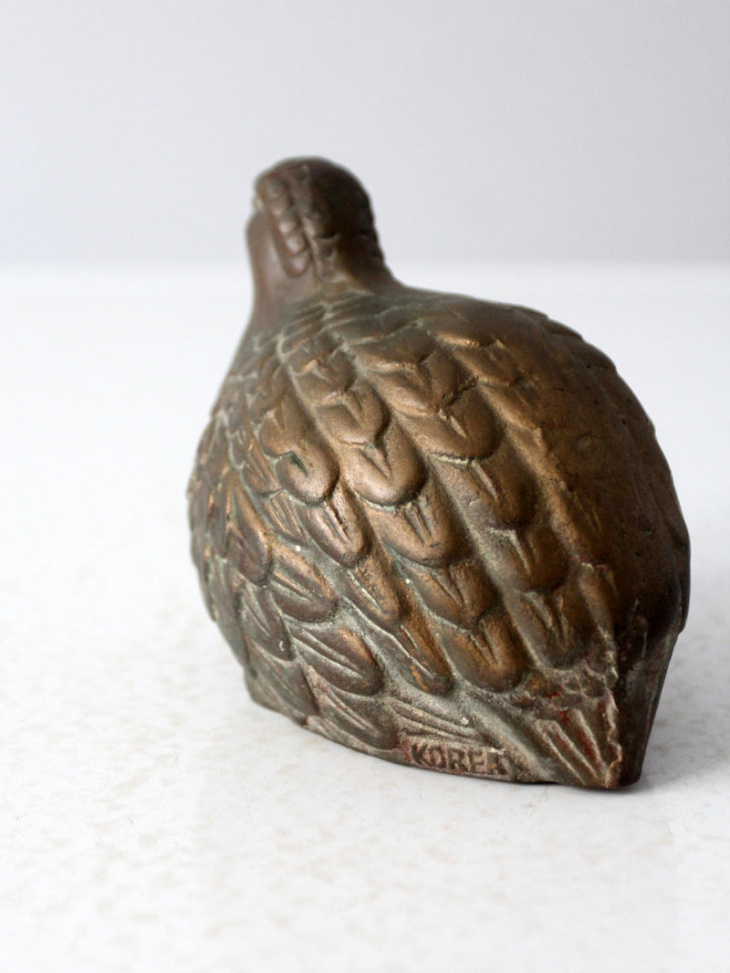 mid century brass partridge bird