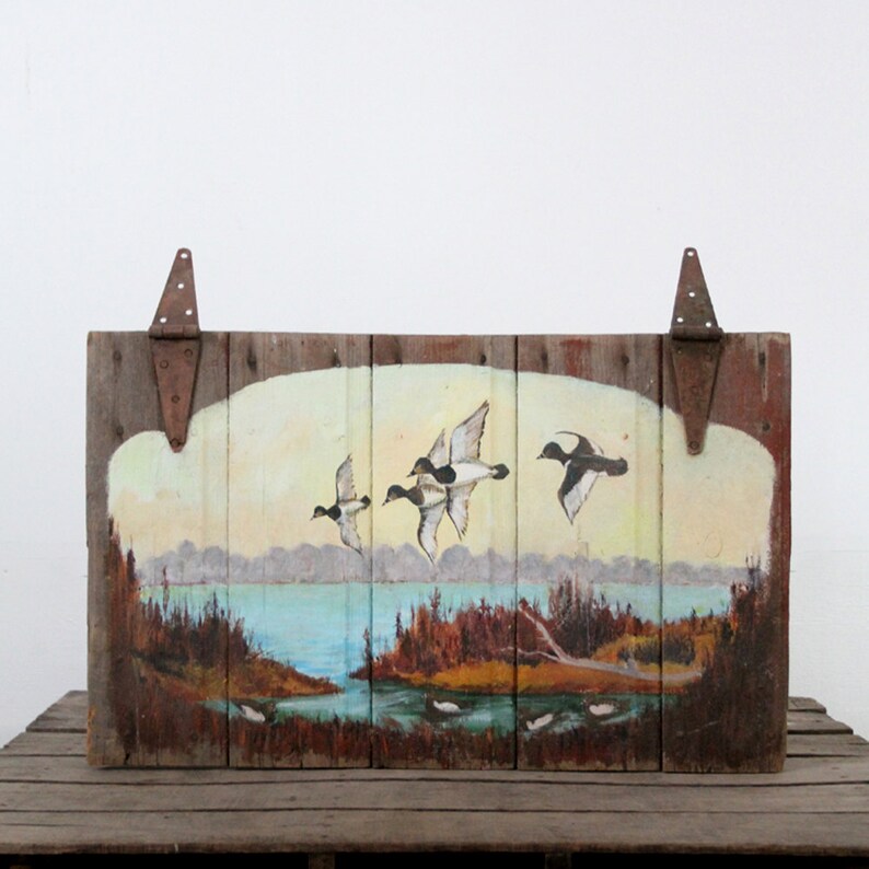 vintage folk art barn wood painting