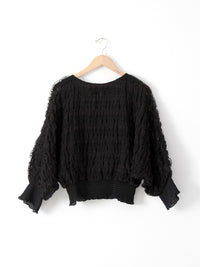 vintage 1970s Andree Gaye black lace blouse