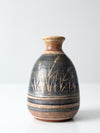vintage studio pottery bottleneck vase
