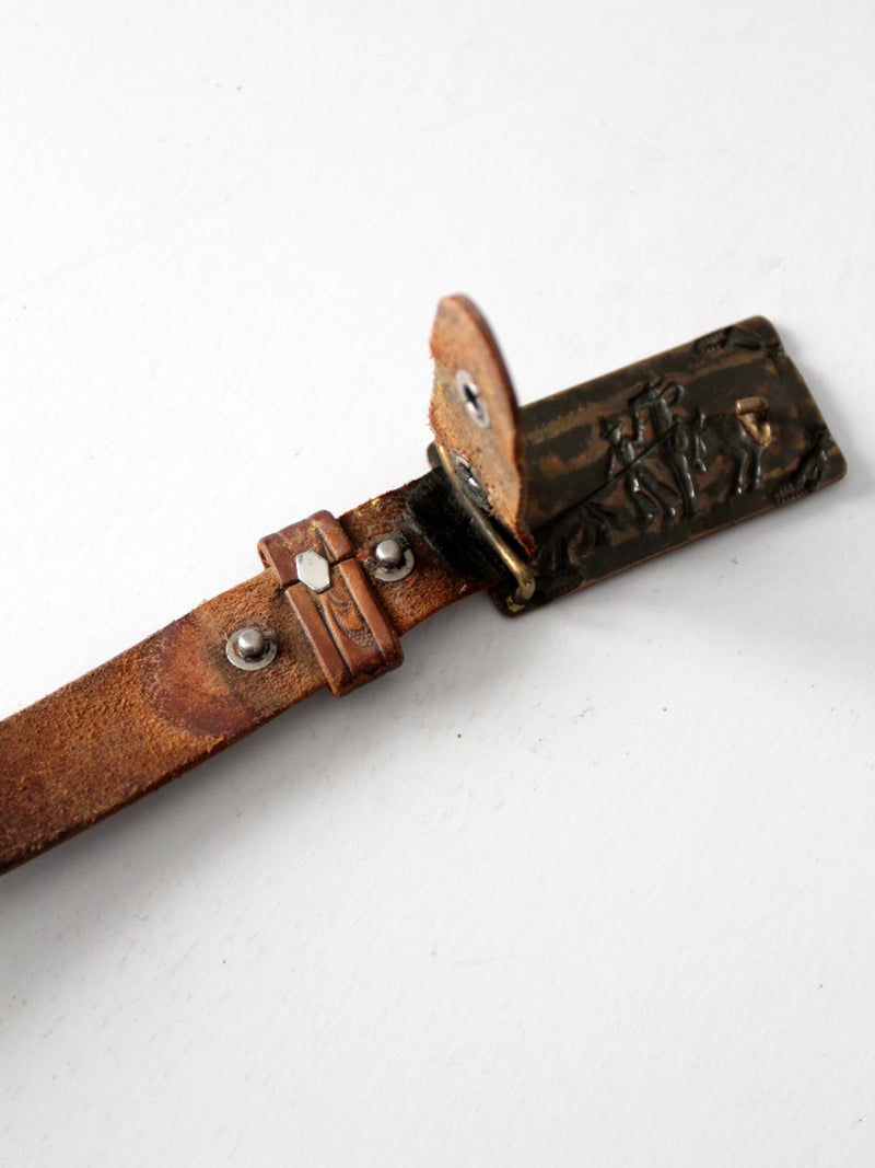vintage kid's tooled leather belt