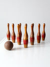 antique wooden skittles set