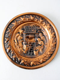 vintage copper raised relief plate