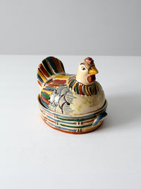 vintage Tonala ceramic chicken covered dish