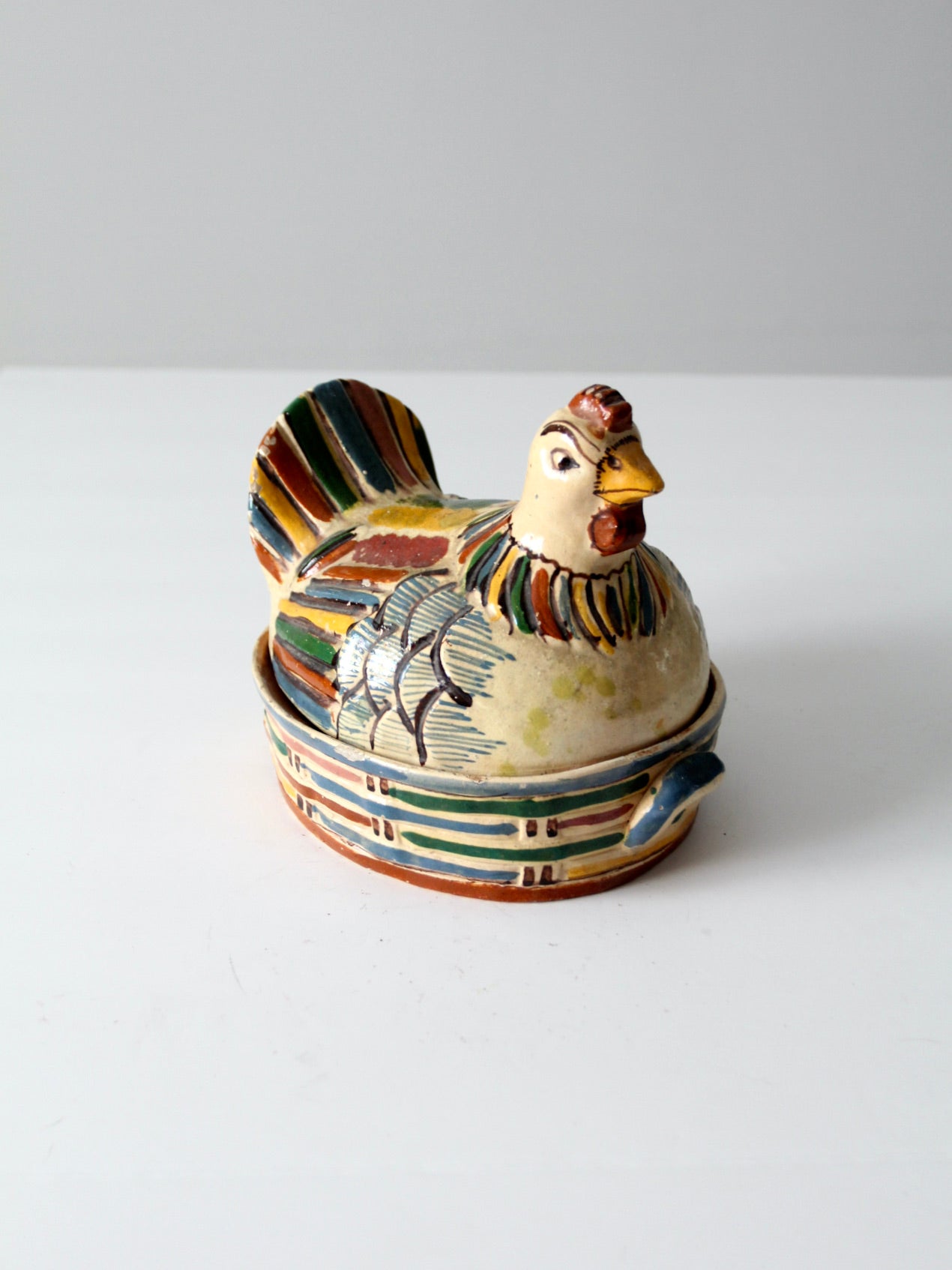 vintage Tonala ceramic chicken covered dish