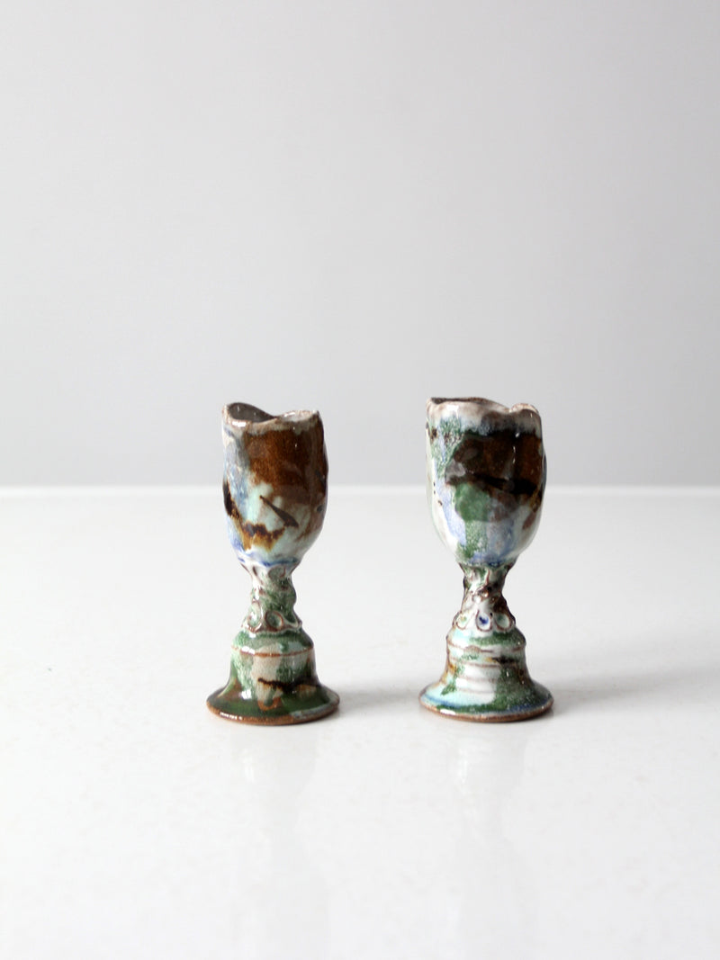 vintage studio pottery candle holders