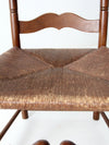 antique rush seat wooden arm chair