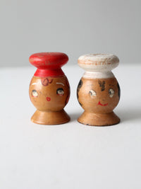 mid-century wood salt & pepper shaker set