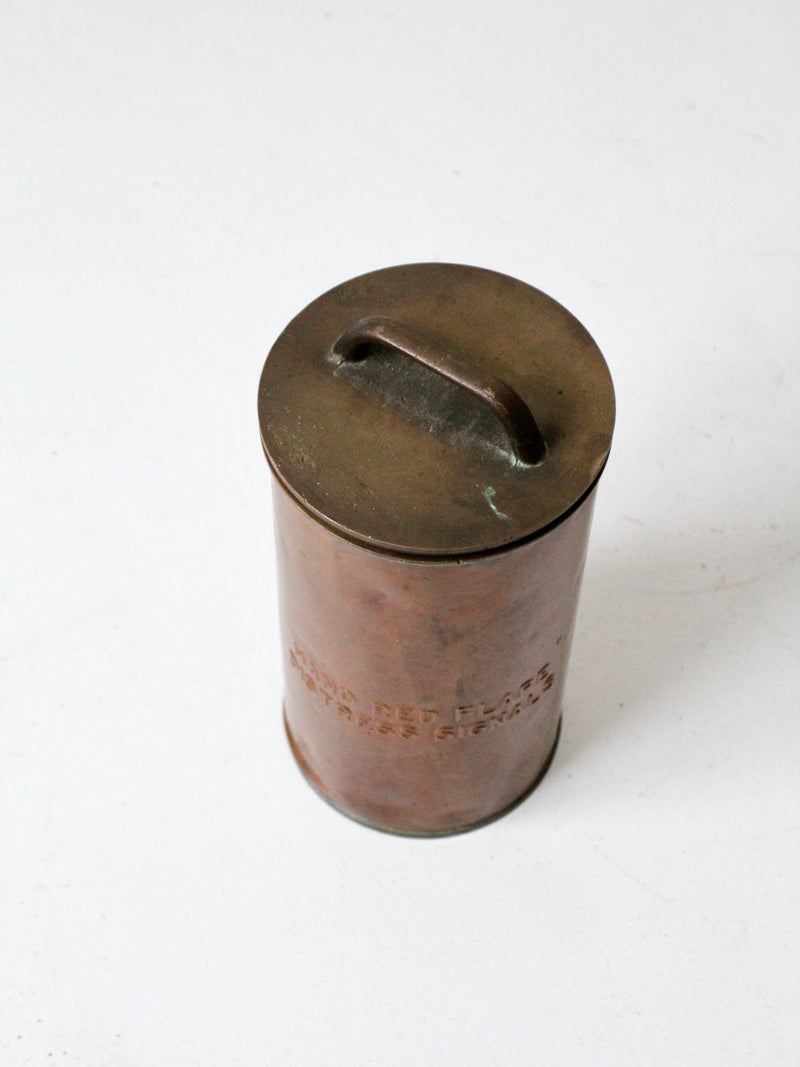 WWII era naval distress signals copper canister