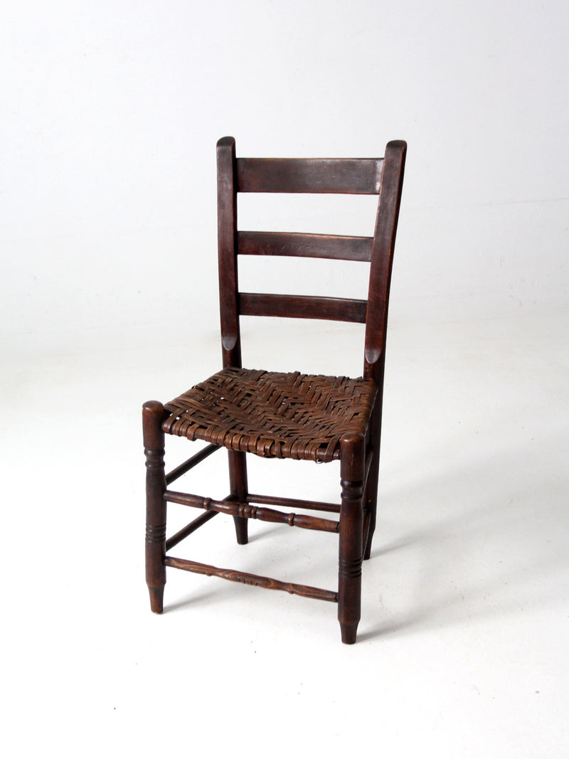 antique splint weave seat chair