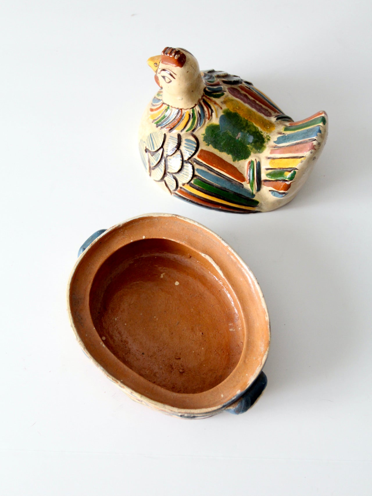 vintage Tonala ceramic chicken covered dish