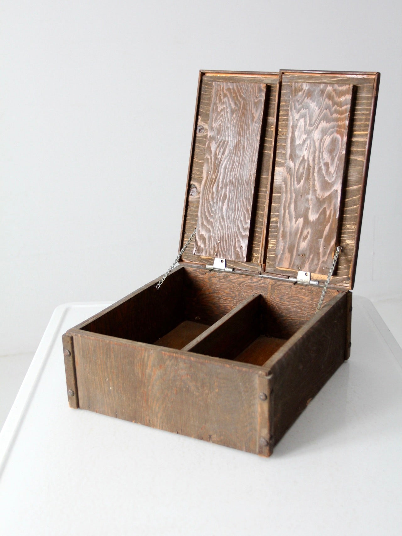 vintage wooden double lid box