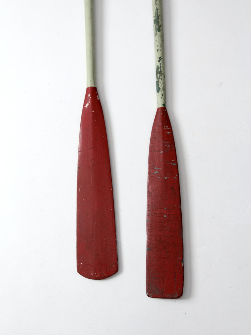 vintage painted wooden oars pair