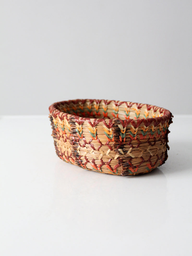 vintage woven basket bowl