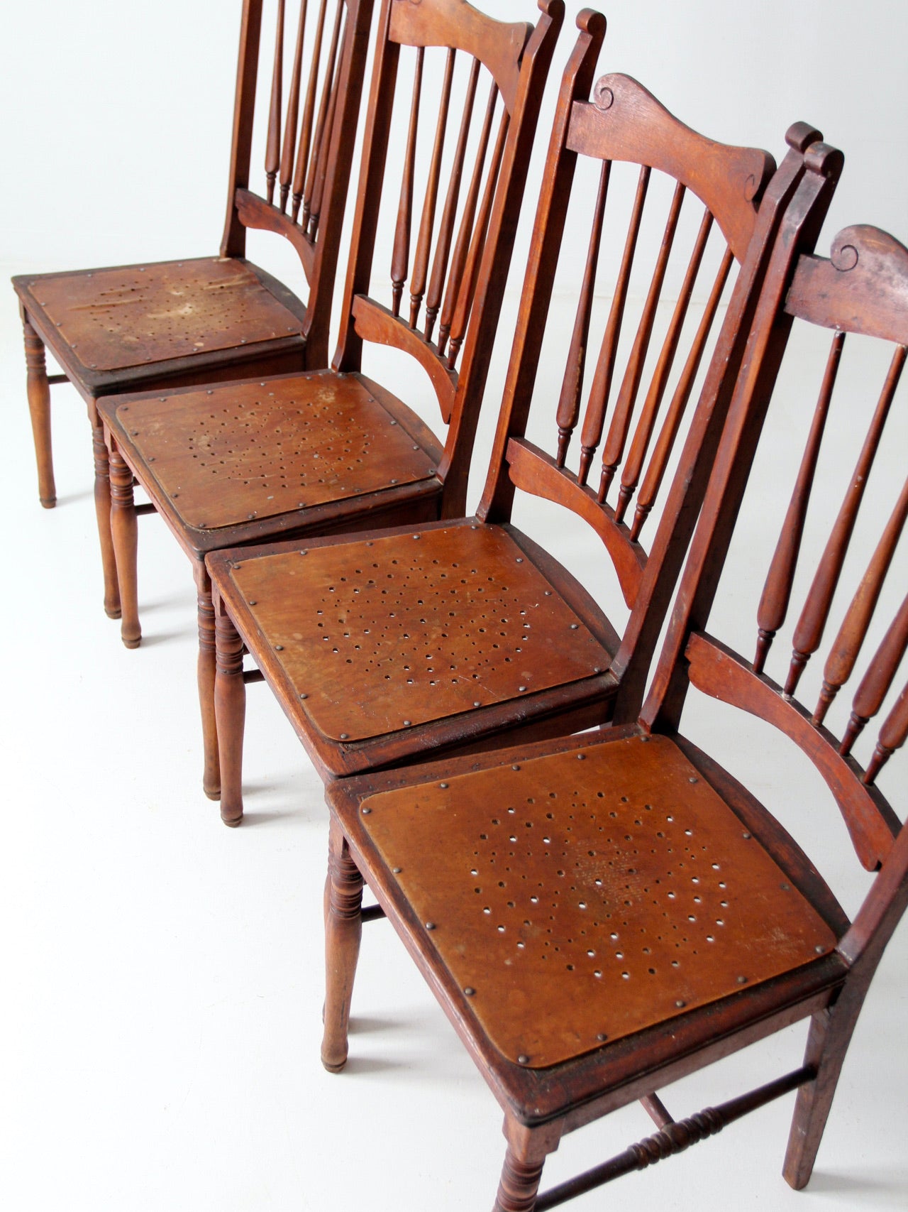 antique wooden dining chairs set/4