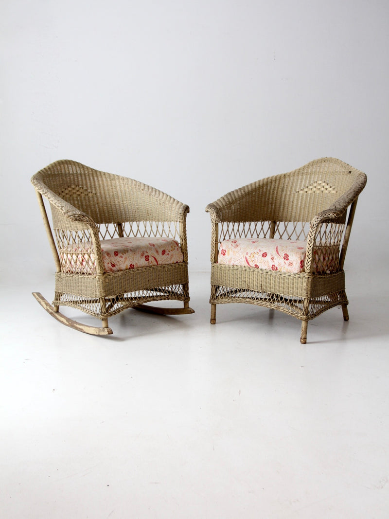 antique wicker chair and rocker
