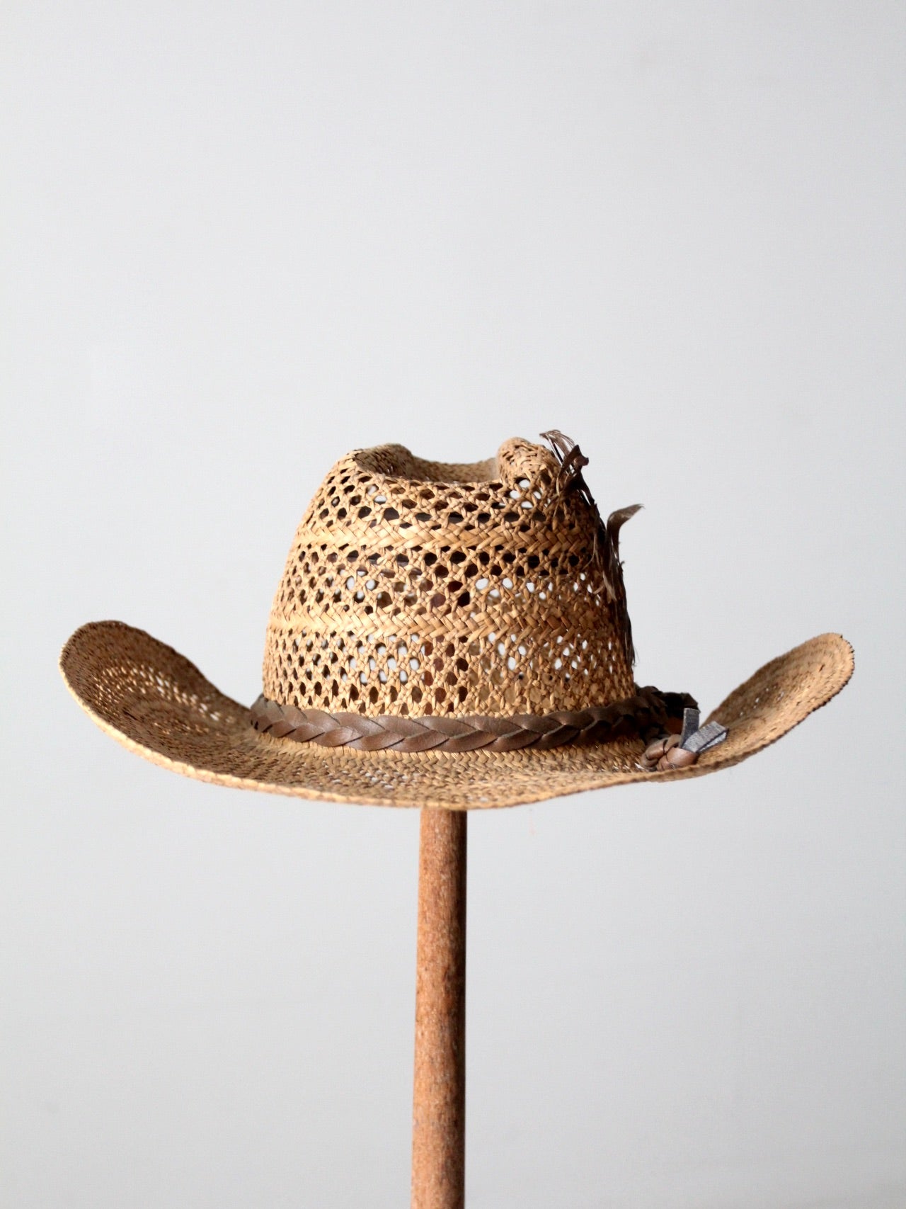 vintage woven straw cowboy hat