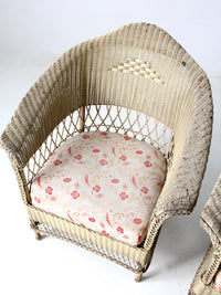 antique wicker chair and rocker