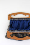 vintage 40s barkcloth knitting bag