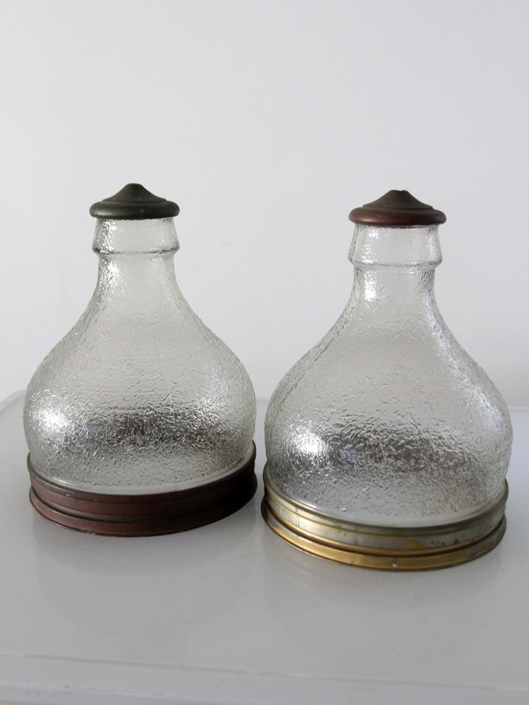 vintage glass light shade pair