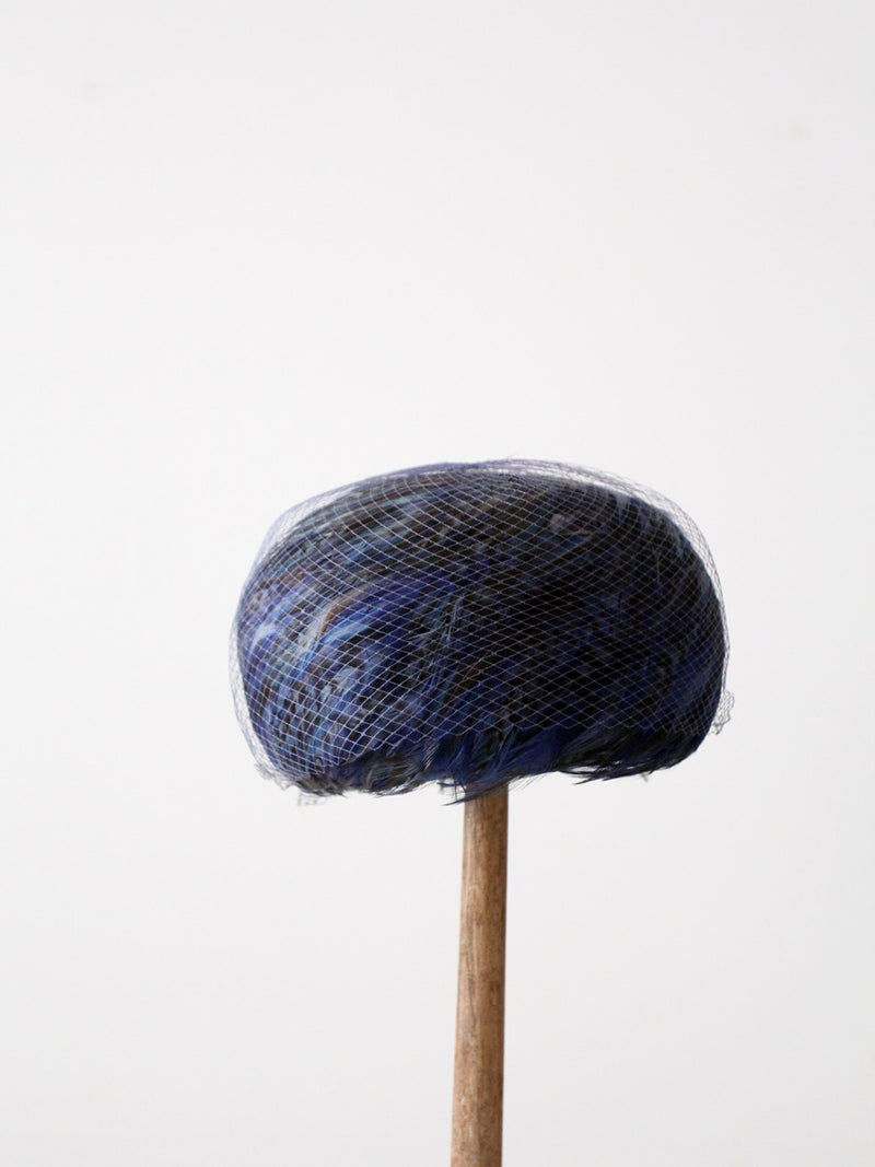 1950s feather pillbox hat