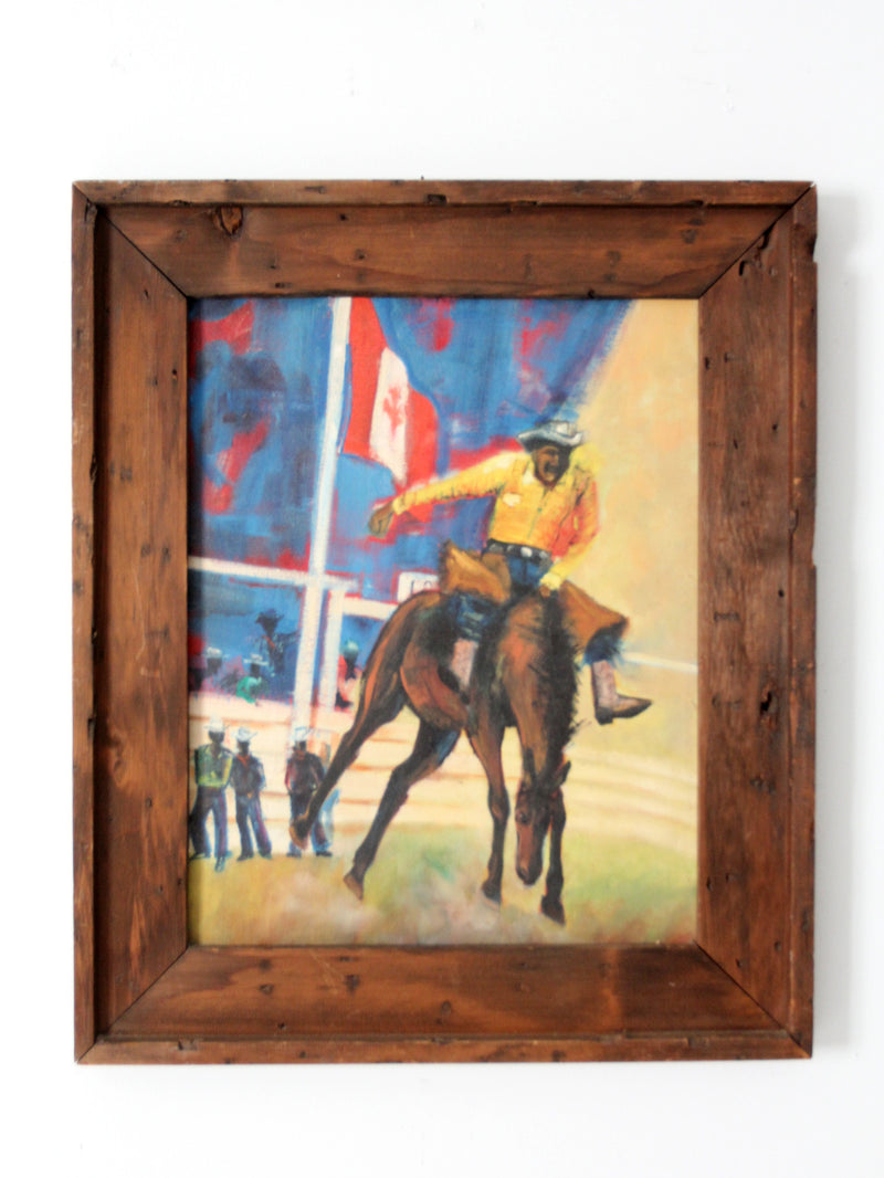 vintage oil painting of rodeo scene