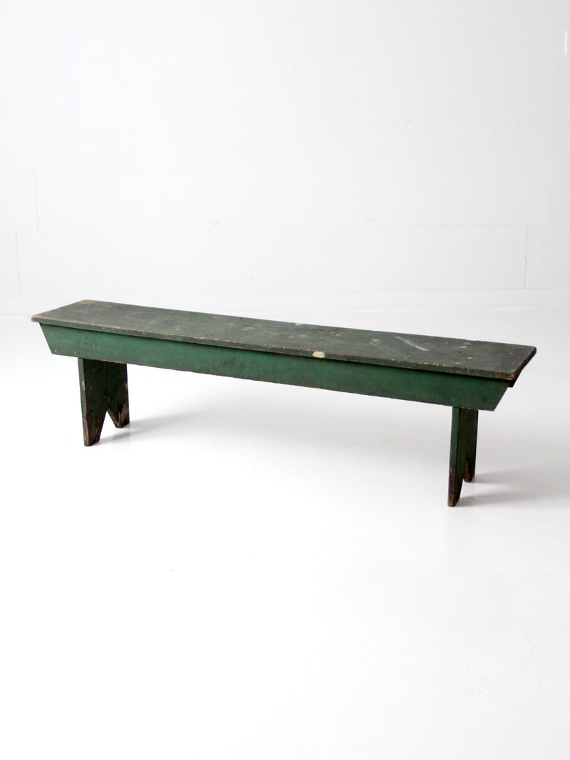 antique primitive green farmhouse bench